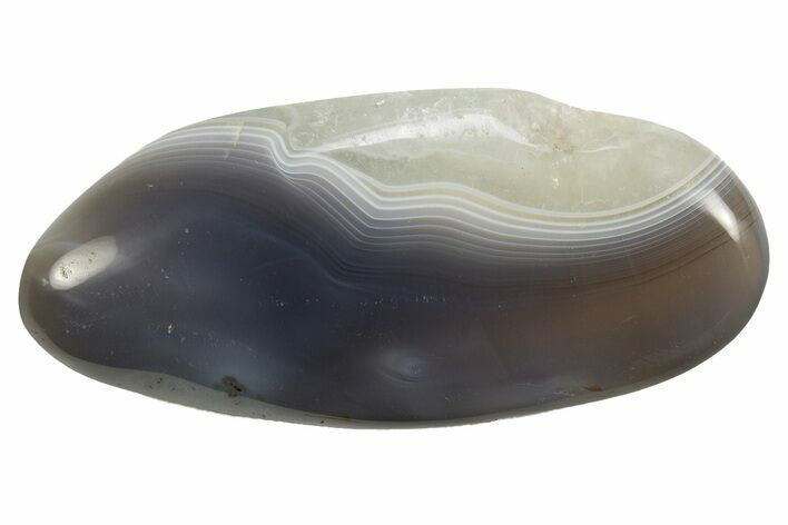 Polished Banded Blue and White Agate - Madagascar #319320